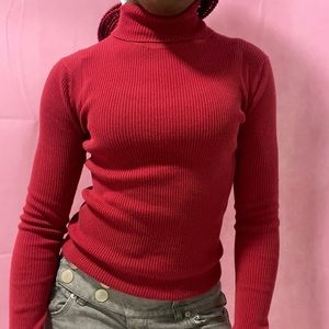 Vintage y2k ribbed quality long sleeve turtle neck  top 
size x small-medium